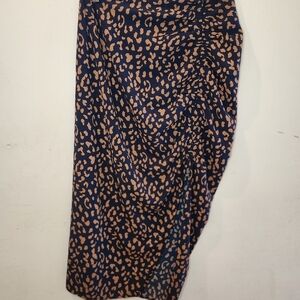 Lucy Paris Cheetah Print Ruched Asymmetrical Skirt Size Small